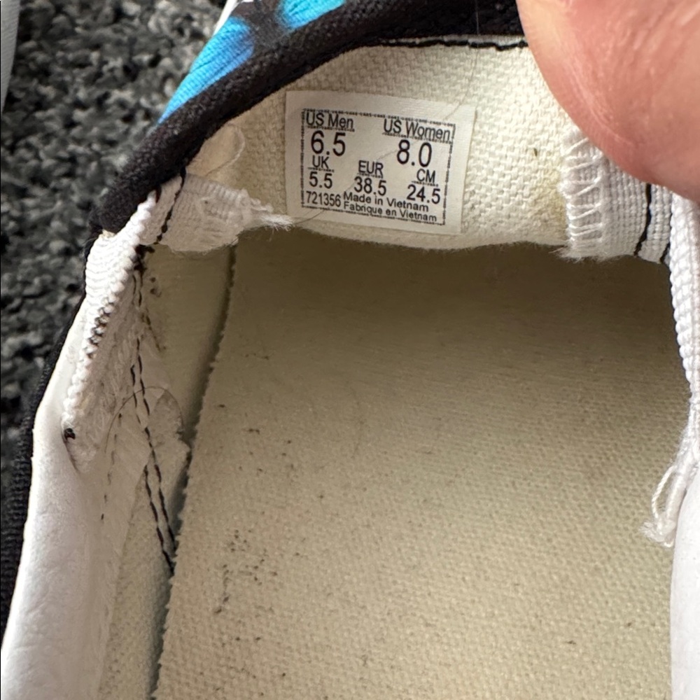 Vans Blue Butterfly Checker Slip-On Shoes - Picture 6 of 8